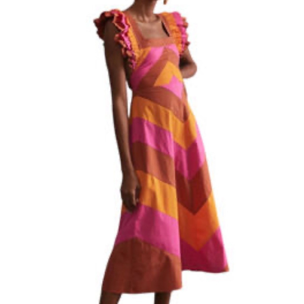 Colorful Striped Ruffle Dress